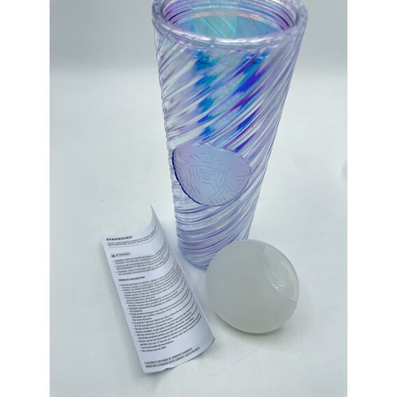 Starbucks Silver Iridescent Swirl 16 Oz Travel Mug Tumbler 2022 Bs241 - Picture 15 of 16